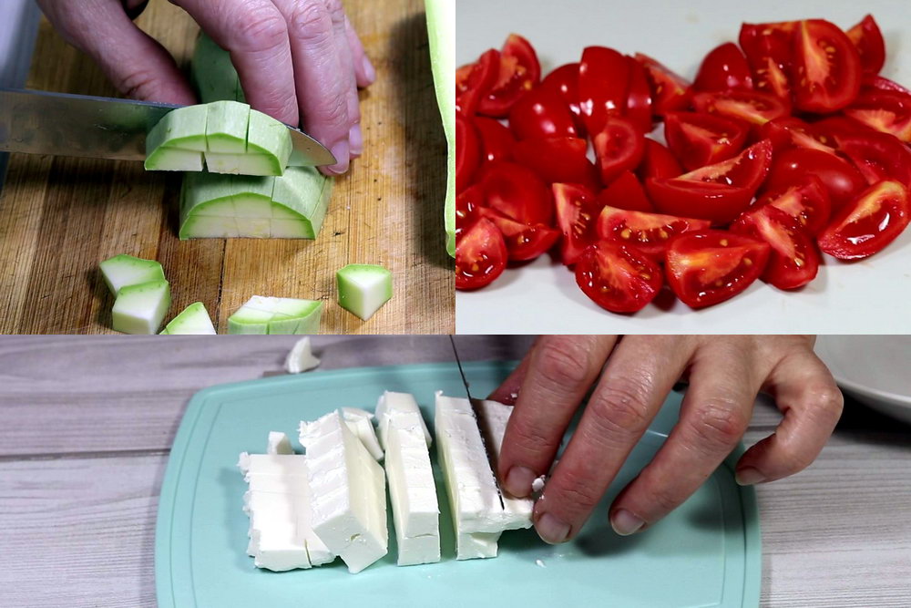 як приготувати салат з кабачків з сиром фета та помідорами